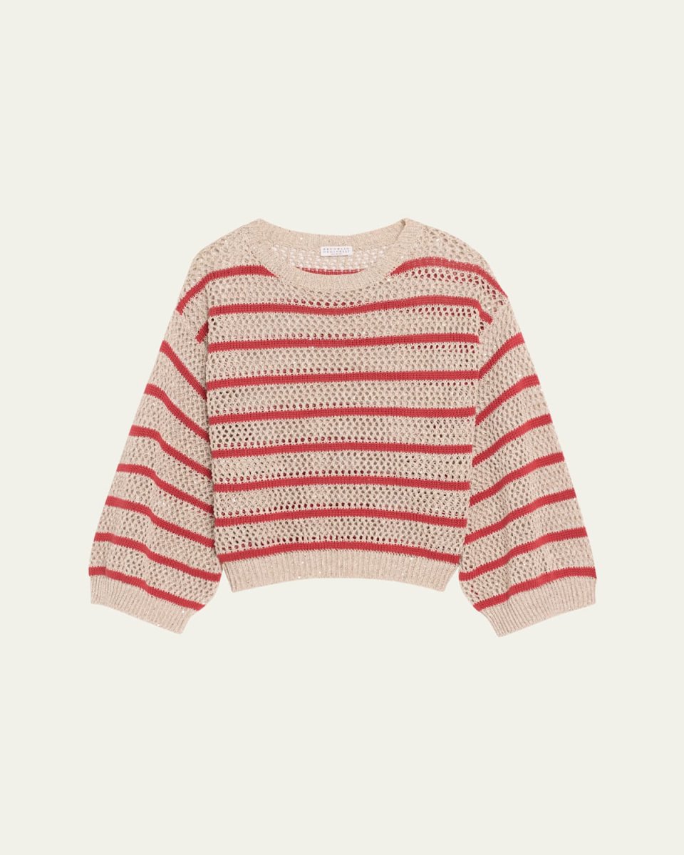 Micro Sequined Linen French Riveria Stripe Sweater